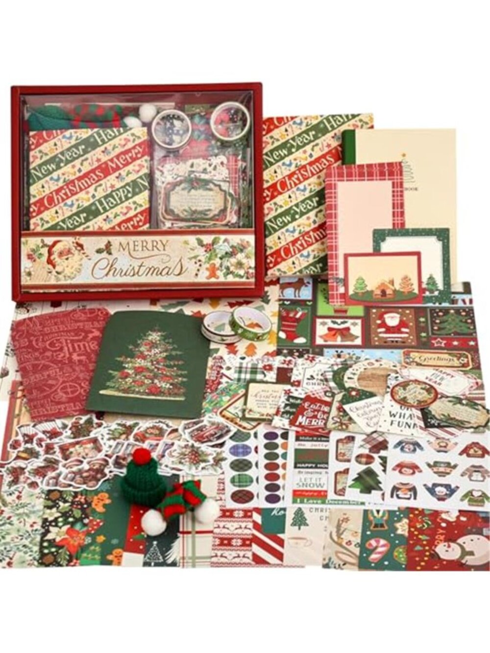 Christmas Scrapbooking Supplies Kit, Aesthetic New Year Festival Scrapbook Kits